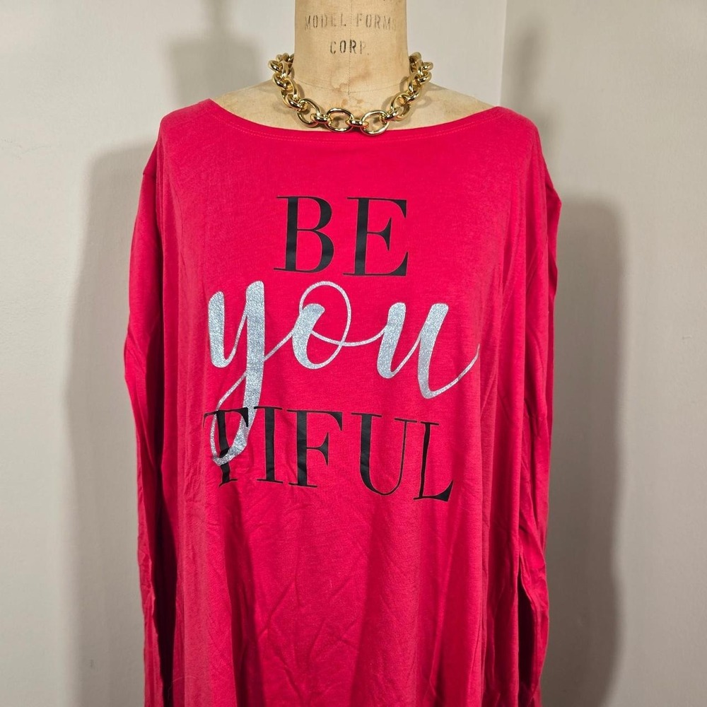 Woman Within "Be You Tiful" graphic long sleeve top size 38/40 5X